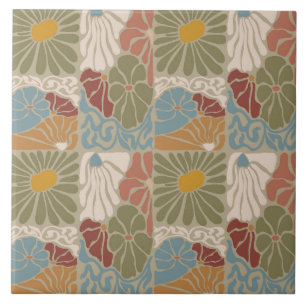Azulejo De Cerâmica Matisse Groovy floral Art Nouveau 1970s