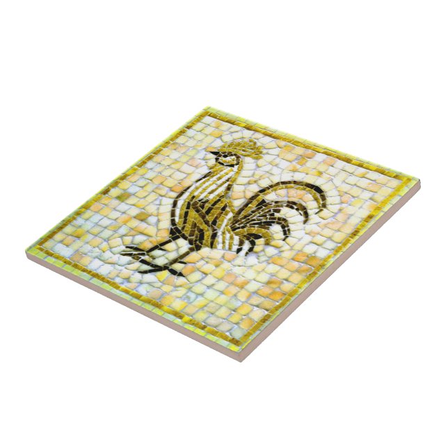 Azulejo De Cerâmica Matizes de frango mosaico amarelo, branco e preto (Lateral)