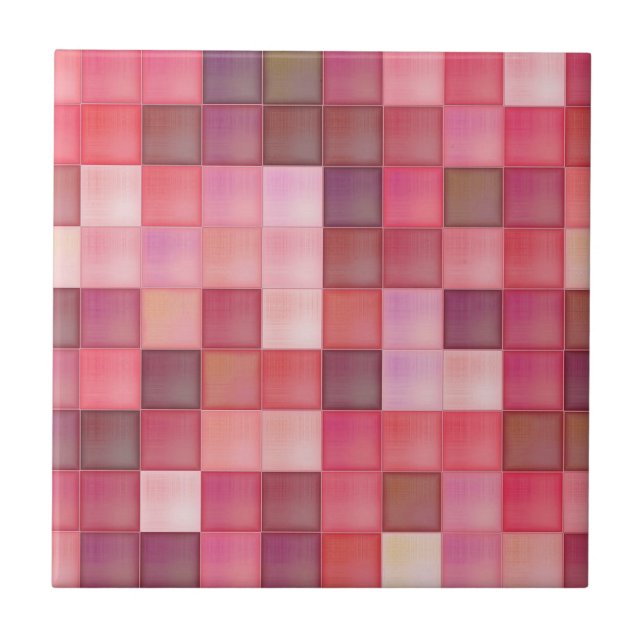 Azulejo De Cerâmica Matizes de Pink Mosaico com Padrões (Frente)