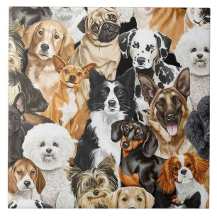 Azulejo De Cerâmica Matriz de cães de fundo
