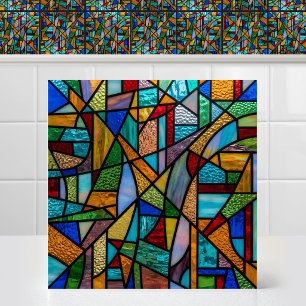 Azulejo De Cerâmica Matriz de Cores Vibrantes Motivo de Vidro Manchado