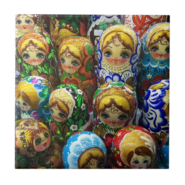 Azulejo De Cerâmica Matryoshka Dolls Souvenir Kiosk Foto Viagem (Frente)