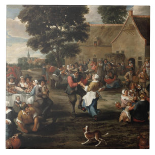 Azulejo De Cerâmica Mattheus van Helmont - Banquete de camponês