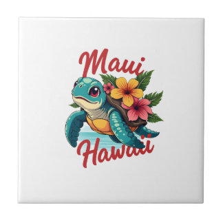Azulejo De Cerâmica Maui Hawaii T Shirt Girl Women Kids Sea Turtle Haw