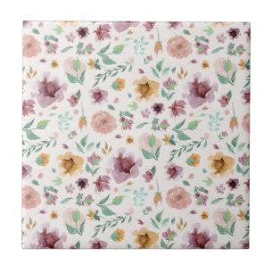 Azulejo De Cerâmica Mauve, Blush, Dourada Cor Personalizada Floral