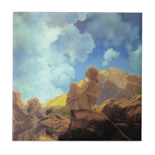 Azulejo De Cerâmica Maxfield Parrish Manhã 1922 Nuvem Azul Arte Fina