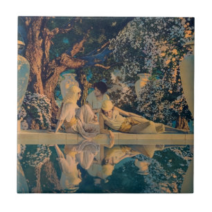 Azulejo De Cerâmica Maxfield Parrish O Jardim de Alá 1918 Arte Fina