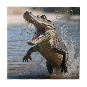 Azulejo De Cerâmica Maxilares Assustadores: Crocodilo Australiano Salt