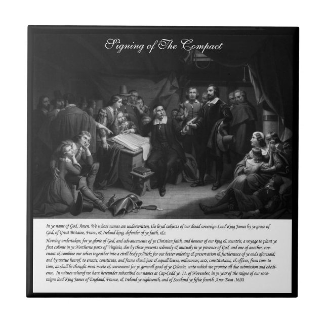 Azulejo De Cerâmica Mayflower - assinatura do estojo compacto (Frente)