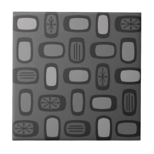 Azulejo De Cerâmica MCM Arredondado de Retângulos de Cinza do Meio-Séc