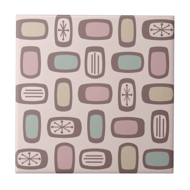 Azulejo De Cerâmica MCM de meio século, Retângulos arredondados, Paste (Frente)