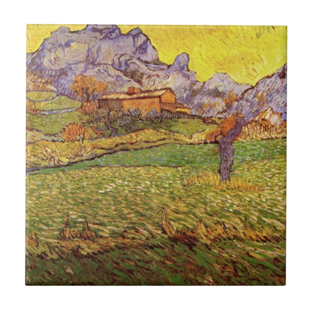Azulejo De Cerâmica Meadow em Montanhas por Vincent van Gogh (Frente)