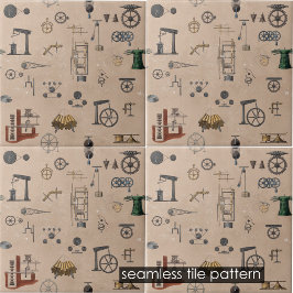Azulejo De Cerâmica Mecânico de Engenharia Antiquado e Sem Costura Cie