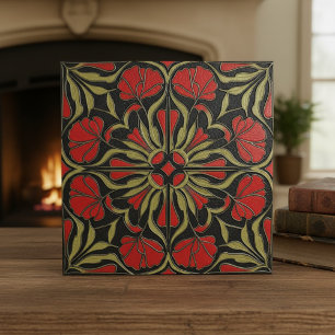 Azulejo De Cerâmica Medaillon Floral Art Nouveau Temperamental#12 ID11
