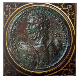 AZULEJO DE CERÂMICA  MEDALHÃO DE BRONZE ROMANO ANTIGO SÉPTIMO SEVERO