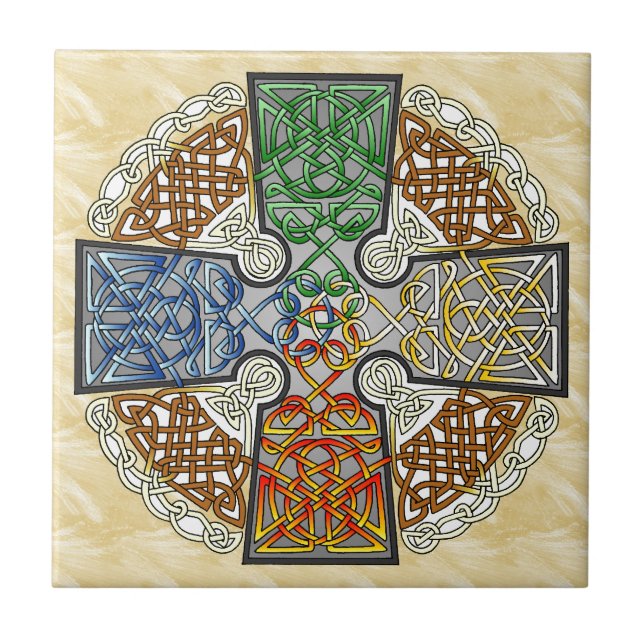 Azulejo De Cerâmica Medalhão elementar da cruz celta (Frente)