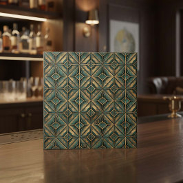 Azulejo De Cerâmica Medalhão Estrela Verdigris: Bronze Envelhecido #15