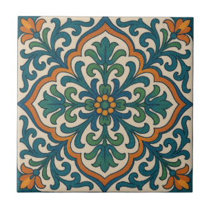 Azulejo De Cerâmica Medalhão Floral marroquino
