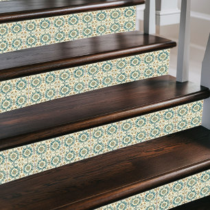 Azulejo De Cerâmica Medallion mediterrânea Regal Marroquino Teal e Dou
