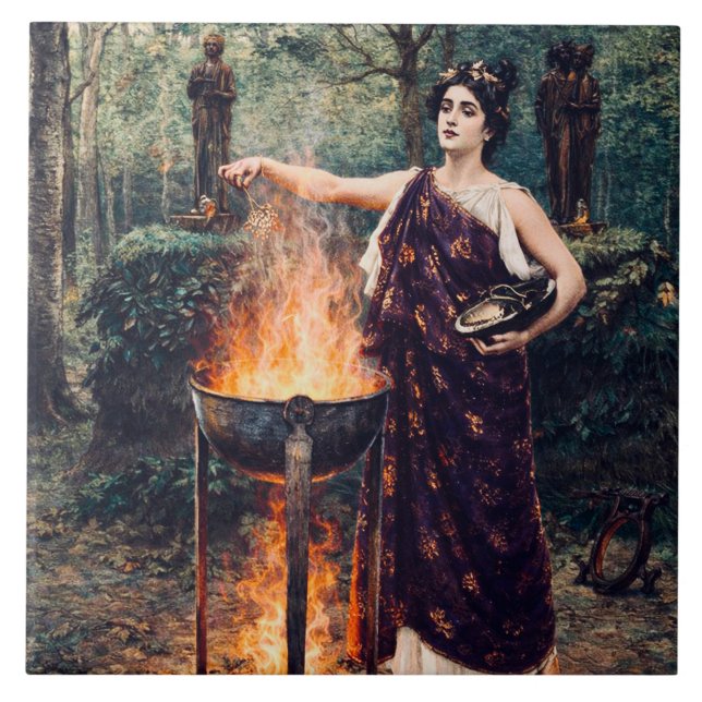 Azulejo De Cerâmica Medea Preparando sua Poção –  (Frente)