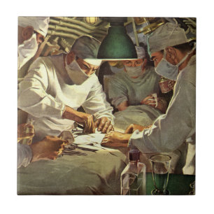 Azulejo De Cerâmica Medicina Antiga, Médicos Realizando Cirurgia na Em