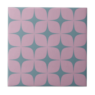 Azulejo De Cerâmica Médio Azul e Roxo-Século Moderno Vintage Geométric