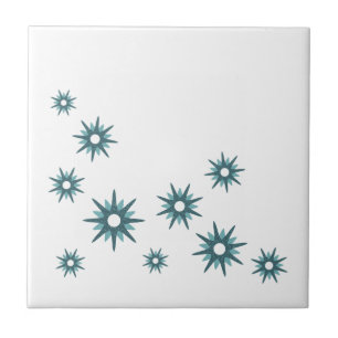 Azulejo De Cerâmica Médio de Design de Starburst Azul Turquoise Modern