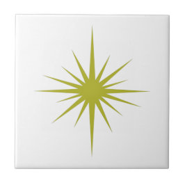 Azulejo De Cerâmica Médio do século  do Starburst Atômico Verde