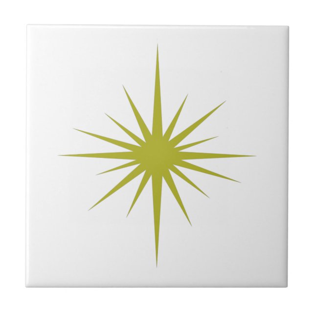 Azulejo De Cerâmica Médio do século  do Starburst Atômico Verde (Frente)