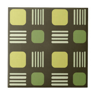 Azulejo De Cerâmica Médio-século Moderno Linhas Quadradas Escuras