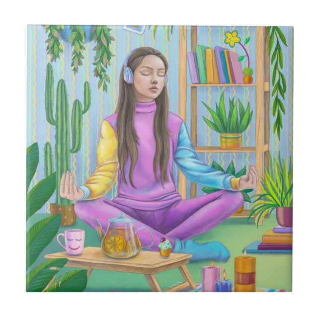 Azulejo De Cerâmica Meditação (Frente)