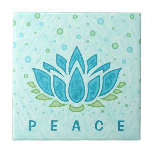 Azulejo De Cerâmica Meditação Yoga Lotus Flower Zen Texto Modelo