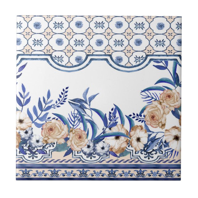 Azulejo De Cerâmica Mediterranean Floral  (Frente)