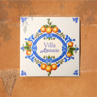 Azulejo De Cerâmica Mediterranean Italian House Sign – Villa Arancia