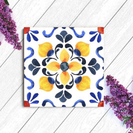 Azulejo De Cerâmica Mediterranean Lemon Blossom Hand Painted Portugues