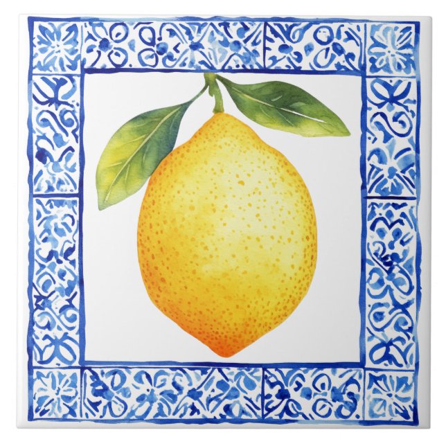 Azulejo De Cerâmica Mediterranean Lemon Tuscan Rustic (Frente)