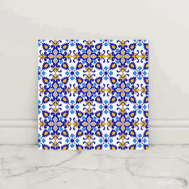 Azulejo De Cerâmica Mediterranean Royal Mosaic Blue and Gold Ceramic
