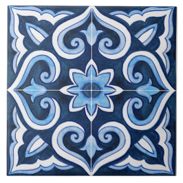 Azulejo De Cerâmica Mediterrâneo Azul e Branco