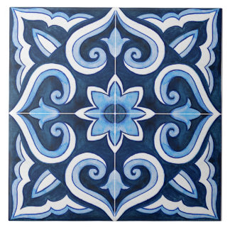 Azulejo De Cerâmica Mediterrâneo Azul e Branco
