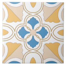Azulejo De Cerâmica Mediterrâneo Laranja Azul Rosa Geométrico Andaluz