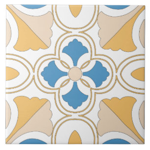 Azulejo De Cerâmica Mediterrâneo Laranja Azul Rosa Geométrico Andaluz