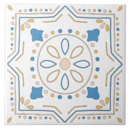 Azulejo De Cerâmica Mediterrâneo Laranja Azul Rosa Geométrico Andaluz