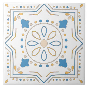 Azulejo De Cerâmica Mediterrâneo Laranja Azul Rosa Geométrico Andaluz