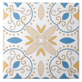 Azulejo De Cerâmica Mediterrâneo Laranja Azul Rosa Geométrico Andaluz
