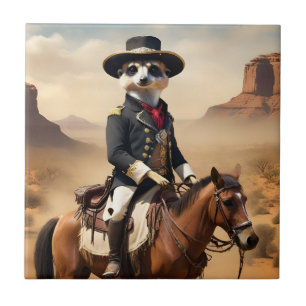 Azulejo De Cerâmica Meerkat Em Um Cavalo Pode Ser O Único Estranho