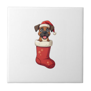 Azulejo De Cerâmica Meia de Natal de Boxer