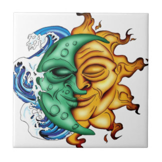 Azulejo De Cerâmica Meia lua meio Sun
