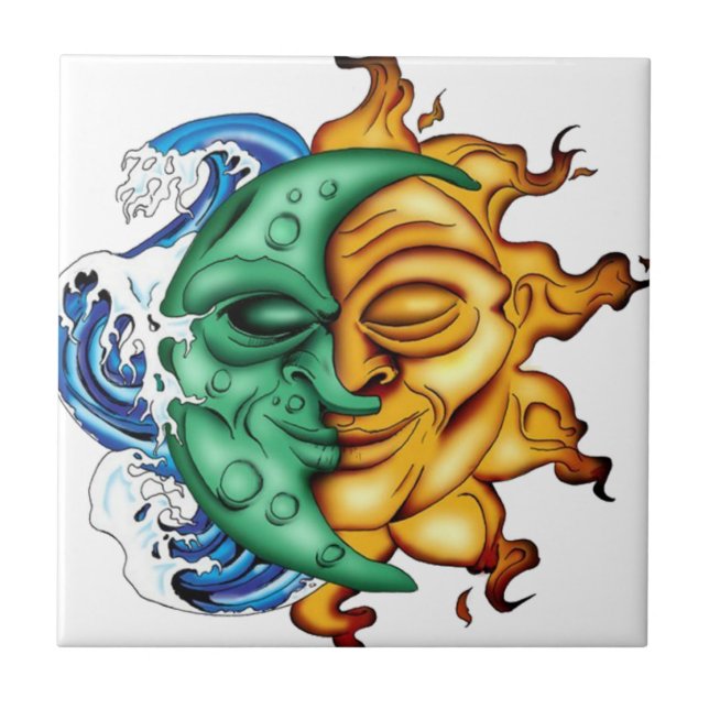 Azulejo De Cerâmica Meia lua meio Sun (Frente)