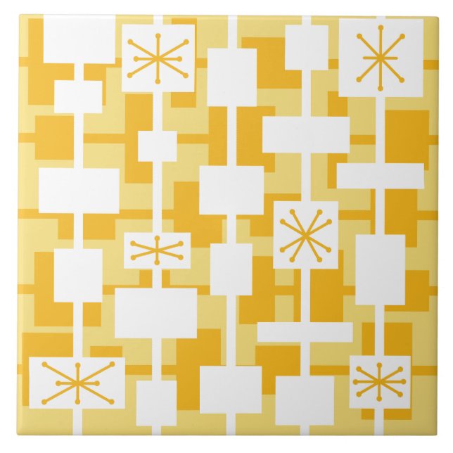 Azulejo De Cerâmica Meio século amarelo geométrico (Frente)