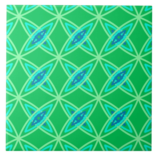 Azulejo De Cerâmica Meio século Atômica moderno - Jade Green (Frente)